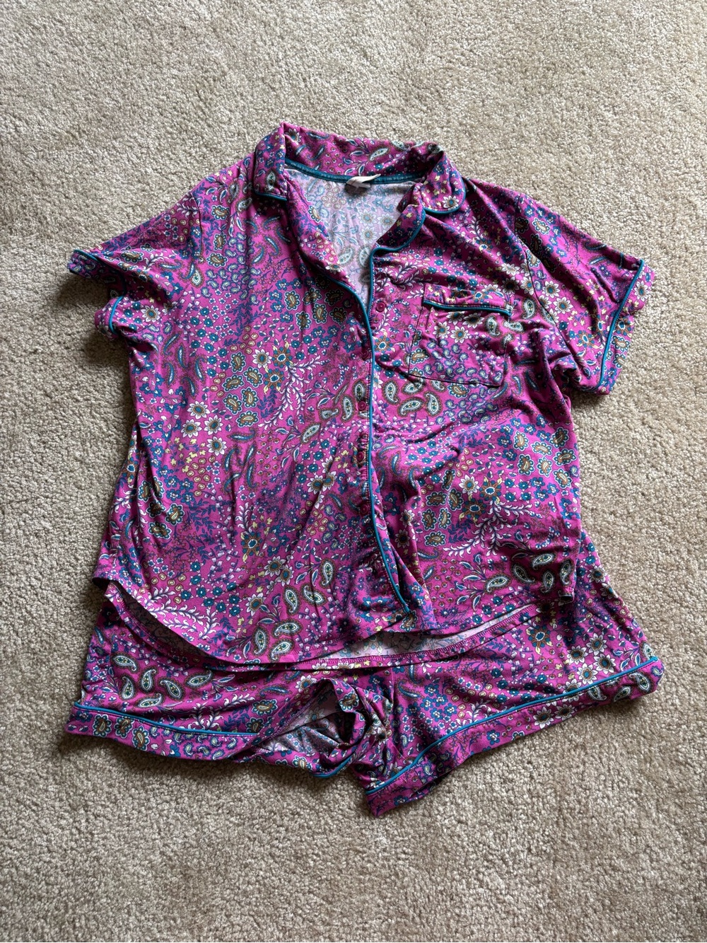 Women’s Paisley Short Pajama Set - Pink